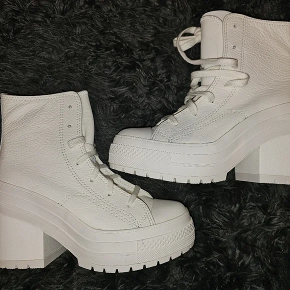 NWT Converse Chuck 70 Deluxe white leather high heeled sz 6.5 never worn - Picture 5 of 16